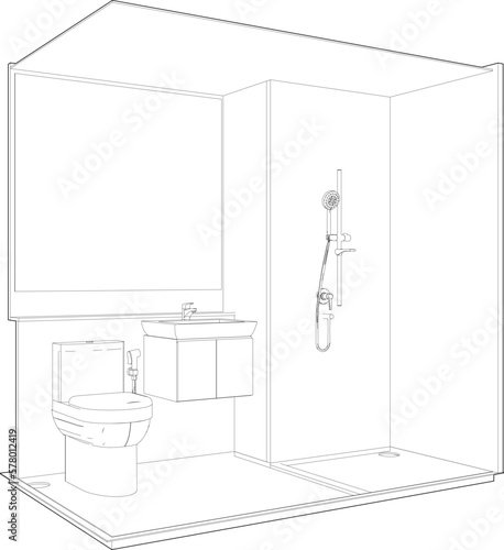 3D illustration of modular bathroom