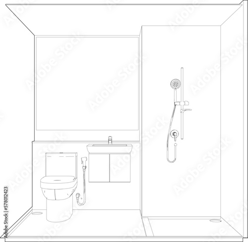 3D illustration of modular bathroom