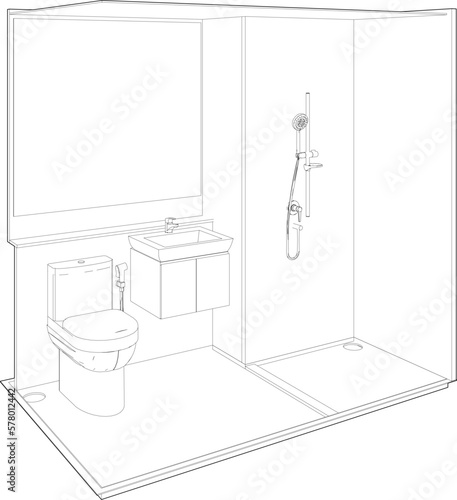 3D illustration of modular bathroom
