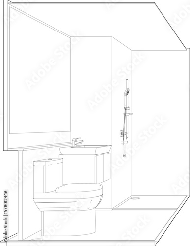 3D illustration of modular bathroom