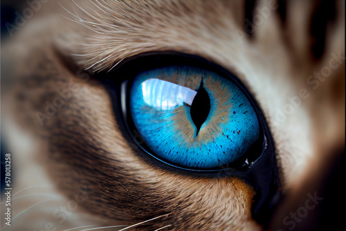 Blue eye cat Thai or Siamese breed. macro view.