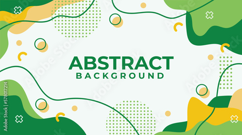 Creative Modern Astract Light Green Background With Memphis Style. Rounded Shapes Yellow and Green Color. Suitable For Presentation, Banner, Flyer, Social Media