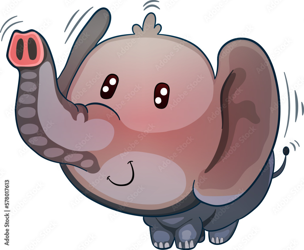 Cute Elephant Vector Cartoon Illustration. Cut Out Nature Life Stock