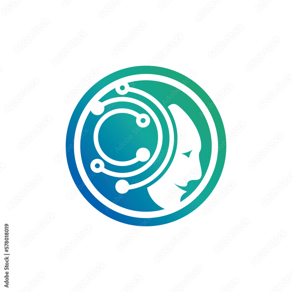Digital abstract icon human head tech logo Digital abstract icon human head tech logo