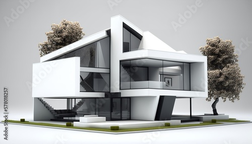 3d render of a house, generative ai © Volodymyr Skurtul