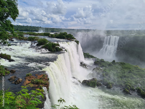 Waterfall cascade in foz do iguacu in brazil. One of the 7 natural wonder of the world photo