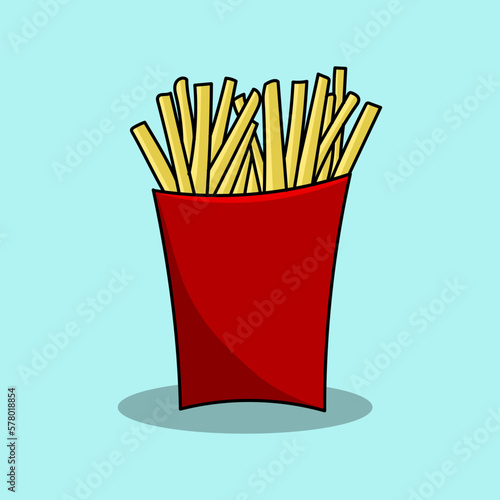 Isolated french fries, fast food vector illustration graphic.