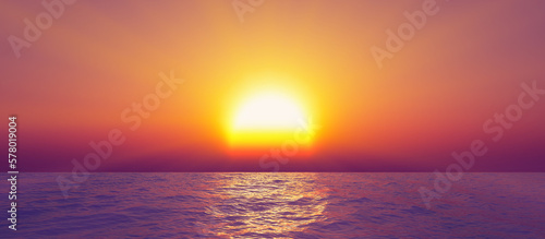 sunset calmly sea sun ray 3d render illustration © aleksandar nakovski