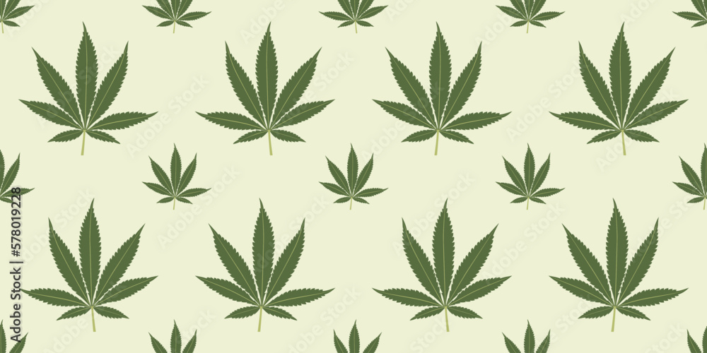 Seamless marijuana background with geometric leaves pattern. Vector illustration