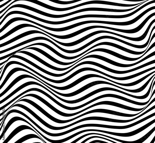 modern curved lines pattern.black waves geometric seamless on white background.Black and white striped pattern. © Kainat 