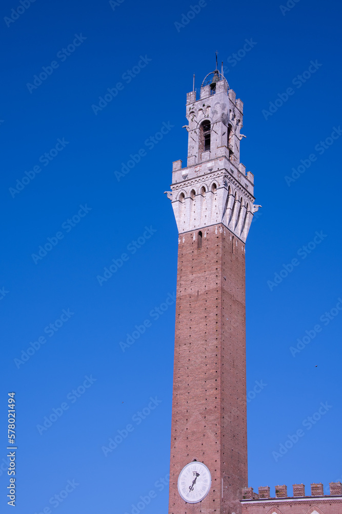 Palazzo Publico and Torre del Mangia (Mangia tower) in Siena, Tuscany, Italy