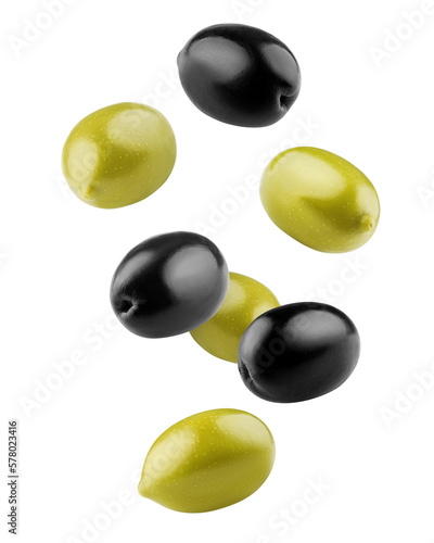 Olives isolated on white background, clipping path, full depth of field