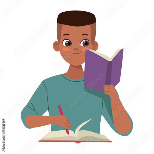 young afro man studying