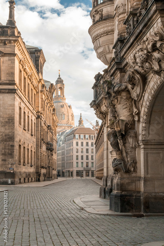 Church Frauenkirche in Dresden in the sunlight