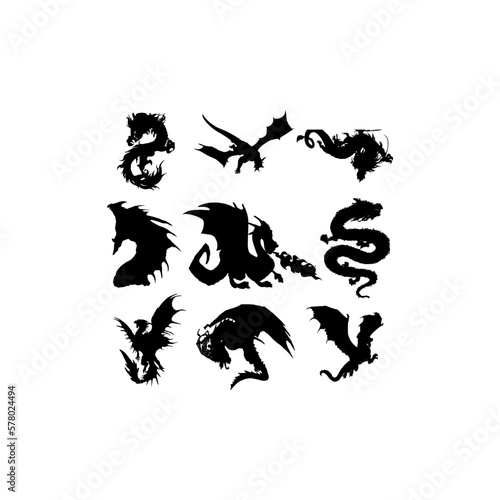 dragon animal silhouette collection design