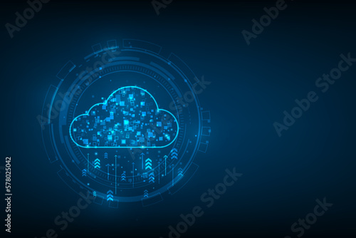 cloud computing digital technology on blue dark background. big data online storage concepts. modern business technology. vector illustration modern design.