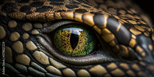 Close-up anaconda face, wild-life animal (created with Generative AI) photo