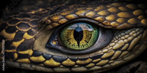 Close-up anaconda face, wild-life animal (created with Generative AI) photo