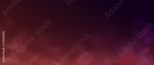 Smoke from the fire. Red color. Fog backgorund. White isolated transparent mist or smog effect. Raised dust. Clouds. Realistic template. Vector illustration eps10.
