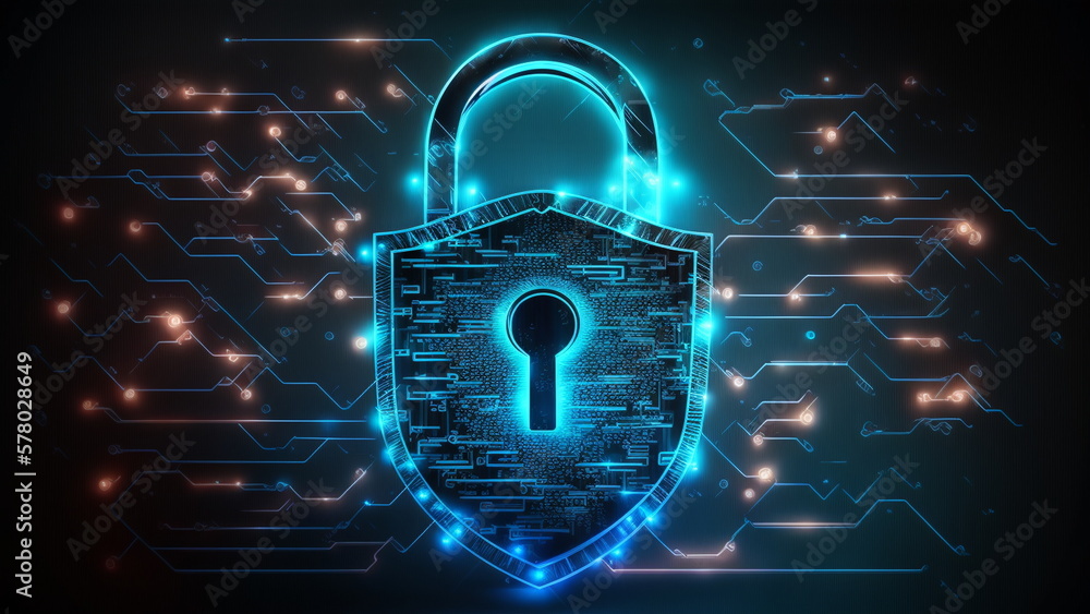 Digital data protect. Padlock With Keyhole icon in personal data security Illustrates cyber data or information privacy idea with Generative AI Technology Digital data protect. Padlock With Keyhole icon in personal data security Illustrates cyber data or information privacy idea with Generative AI Technology