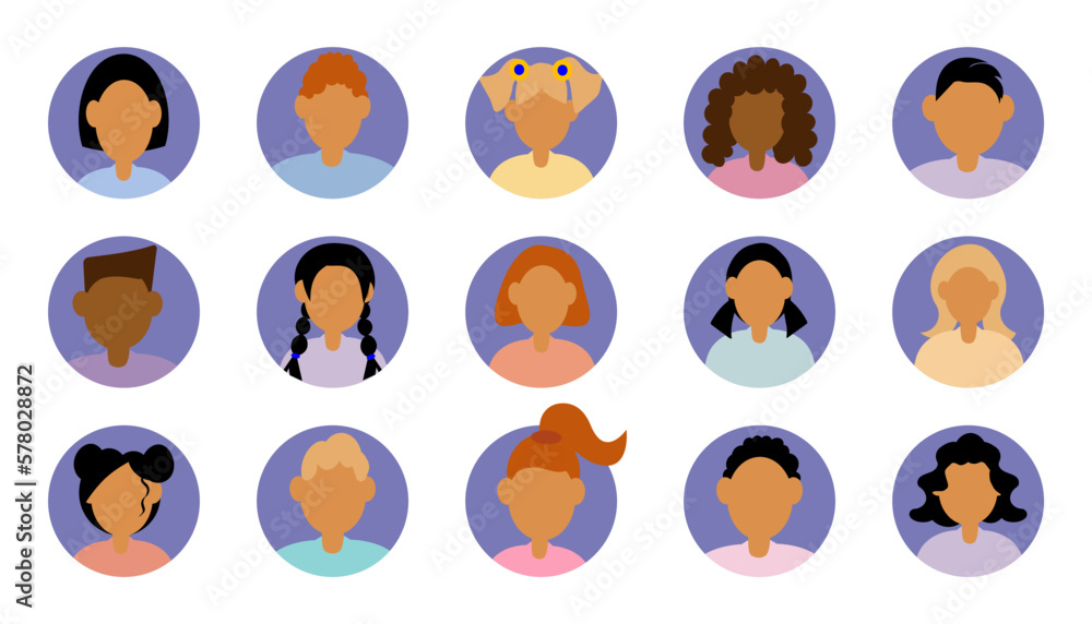 Avatars templates. People avatar bundle set. Without faces. Characters. User portraits. Vector illustration. Avatars templates. People avatar bundle set. Without faces. Characters. User portraits. Vector illustration.