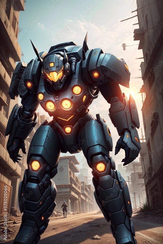 Fototapeta premium robot cyborg warrior