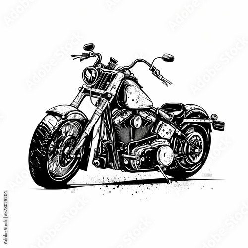 Big Motorcycle Illustration Isolated white. Generative AI