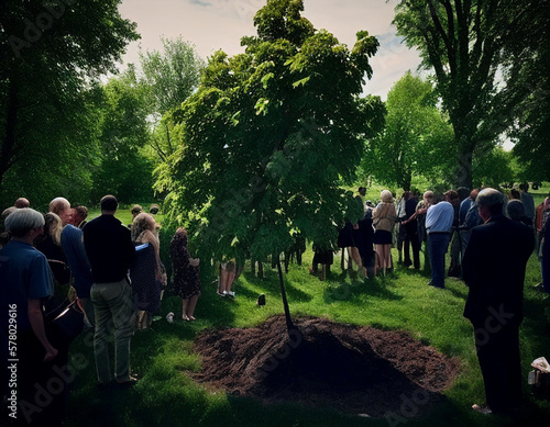 People Standing around a Tree   Generative AI