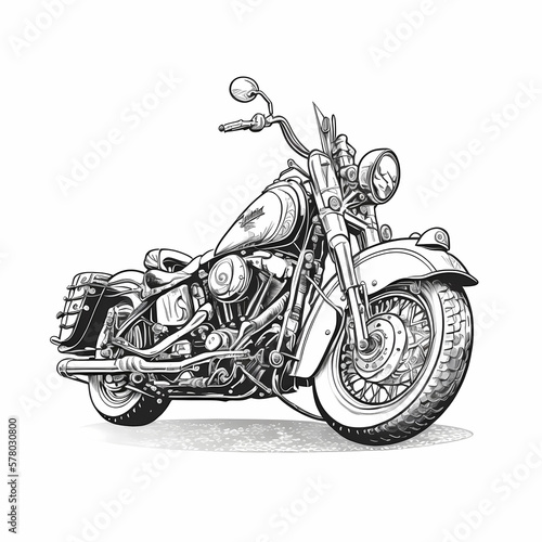 Fotografiet Big Motorcycle Illustration Isolated white. Generative AI