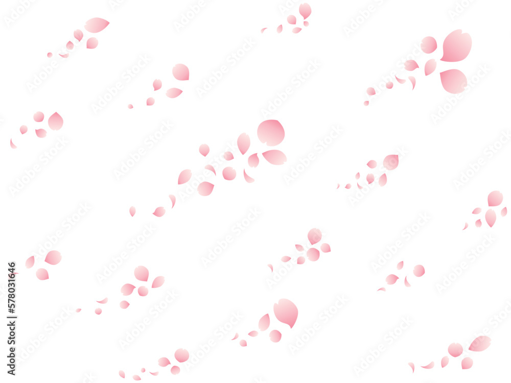 花びらのかたまりが右上に向かって舞い上がる桜吹雪のイラスト