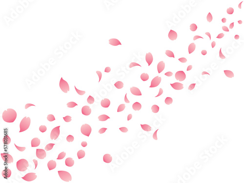 右上から左下へ流れるような桜の花びらのイラスト（濃いピンク）