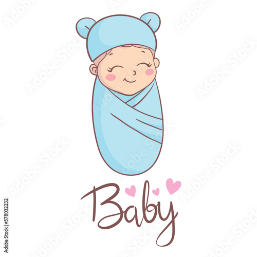 Vector greeting card. Baby shower card. Baby announcement card design element.