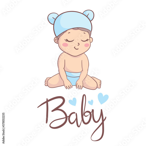 Vector greeting card. Baby shower card. Baby announcement card design element.