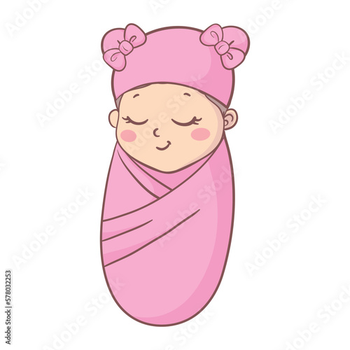 Vector greeting card. Baby shower card. Baby announcement card design element.