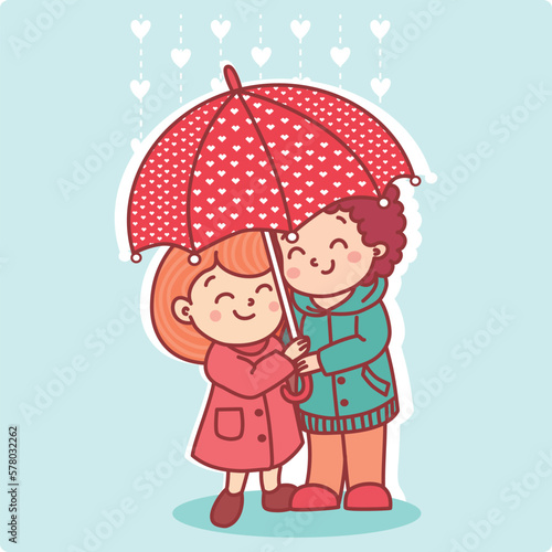 Cute girl and boy. Valentine's Day. Love card.