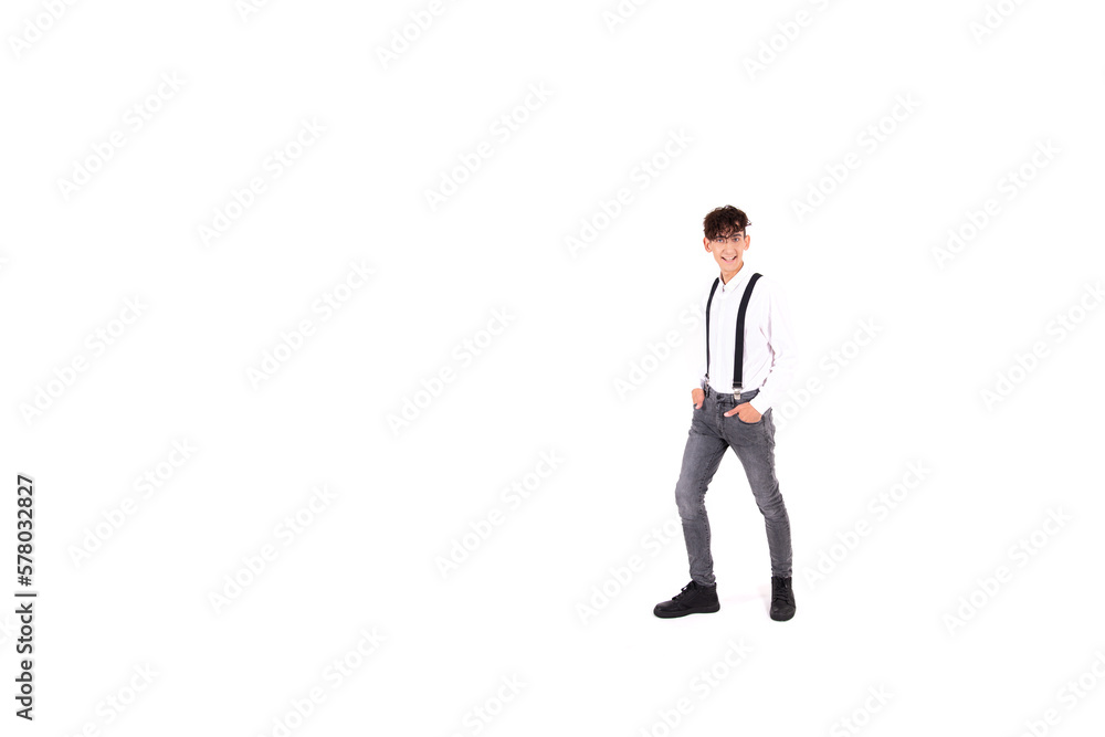 Cheerful attractive young man. The guy dreams of a vacation. White background. Cheerful attractive young man. The guy dreams of a vacation. White background.