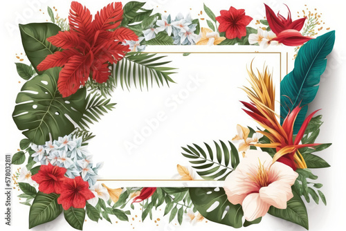 Wildflower tropical flower floral frame ,hulthemia, rosa. Aquarelle wild flower for background, texture, wrapper pattern, frame or border.generative ai