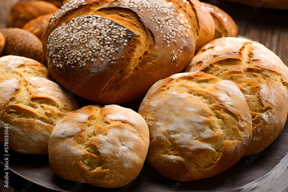 Some Sourdough bread at the served at the table. Some Sourdough bread at the served at the table.