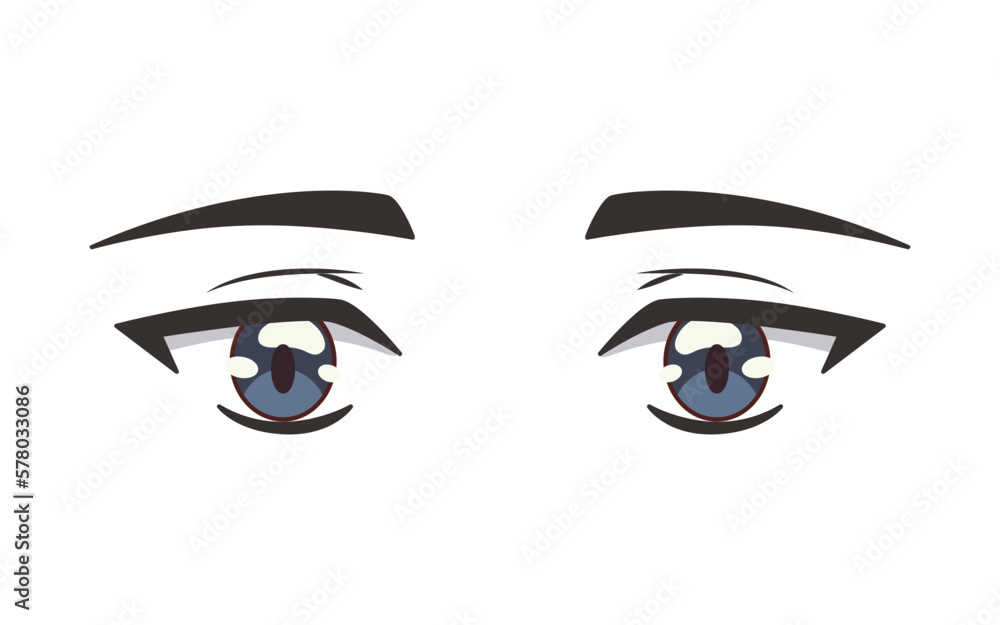 Sad gray anime eyes. Vector illustration on white background. Print for covers, t-shirts, notebooks, wallpapers Sad gray anime eyes. Vector illustration on white background. Print for covers, t-shirts, notebooks, wallpapers