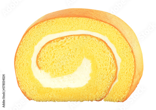 Fotografi Slices of sweet cream roll isolated. PNG transparency