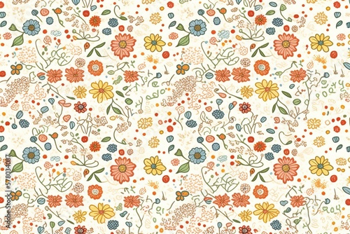 Floral vintage background full pattern watercolor (Ai generated)