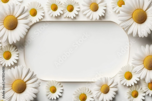 Wildflower daisy flower floral frame ,hulthemia, rosa. Aquarelle wild flower for background, texture, wrapper pattern, frame or border.generative ai © premyuda