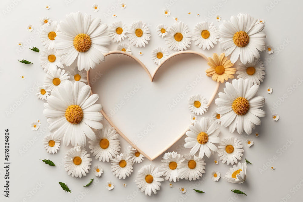 Fototapeta premium Wildflower daisy flower floral frame ,hulthemia, rosa. Aquarelle wild flower for background, texture, wrapper pattern, frame or border.generative ai