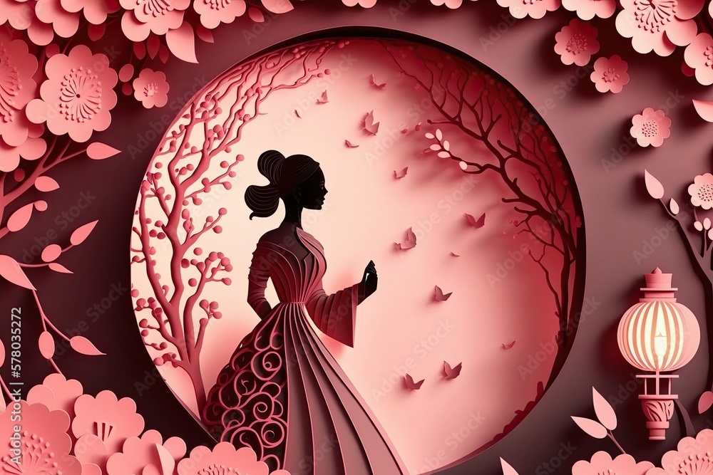 Woman art paper sculpture, International Women's Day (Ai generated) Woman art paper sculpture, International Women's Day (Ai generated)