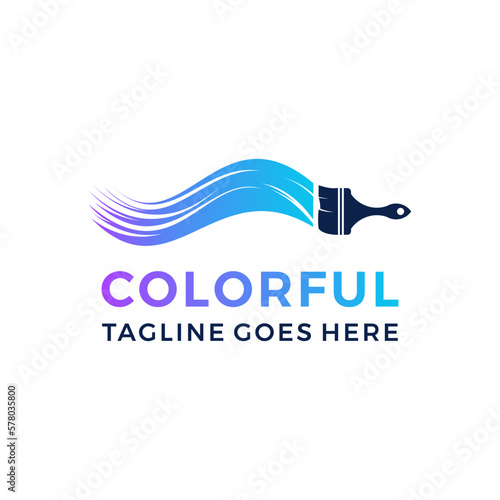Trendy colorful painting services logo vector template