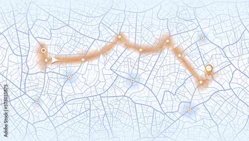 Gps map navigation to own house. City top view. View from above the map buildings. Detailed view of city. Decorative graphic tourist map. Abstract transportation background. Vector, illustration.