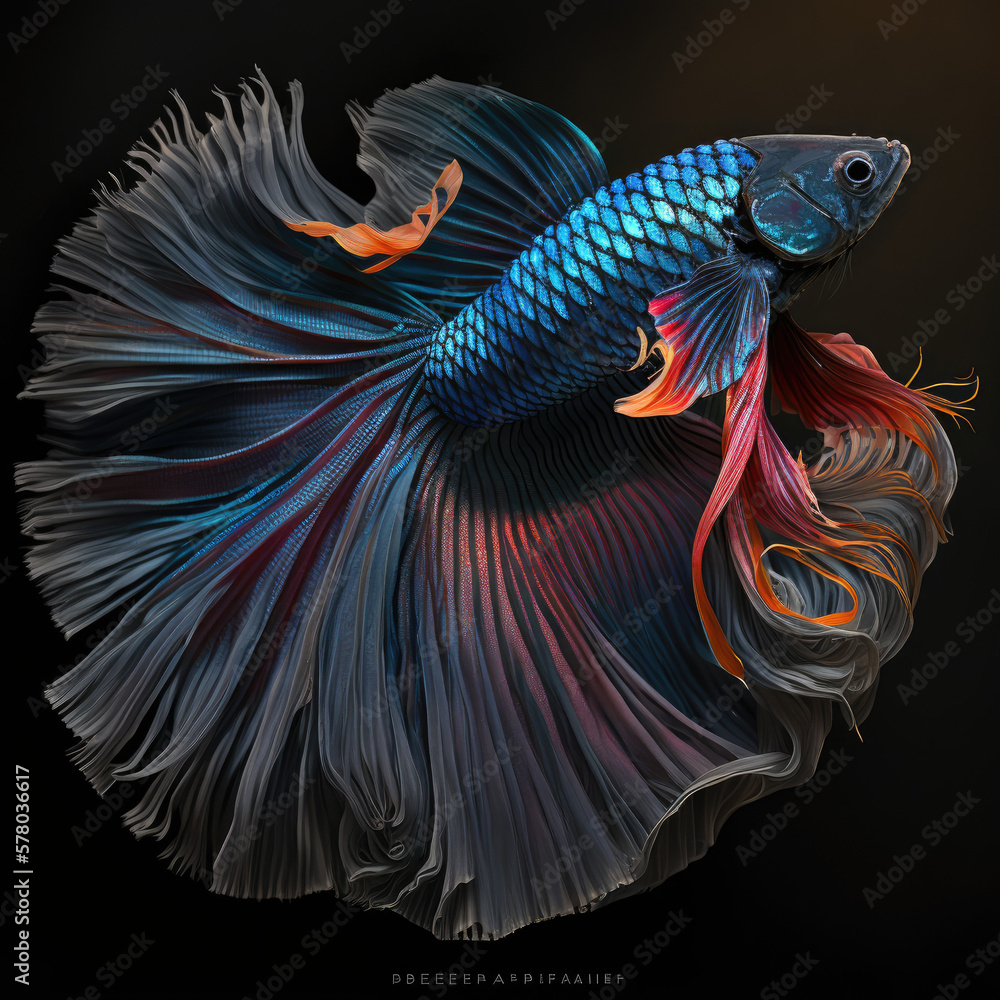 Fototapeta premium Colorful Betta Splendens Fish: A Vibrant and Striking Image of a Tropical Beauty Generative AI