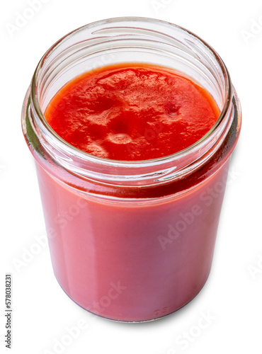 Wallpaper Mural Tomato puree sauce glass jar open in top view Torontodigital.ca