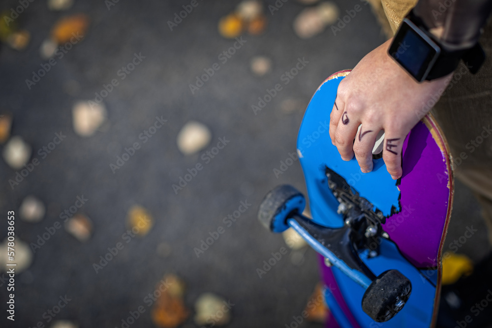 Female skater enjoys riding and jumping with her skate Female skater enjoys riding and jumping with her skate