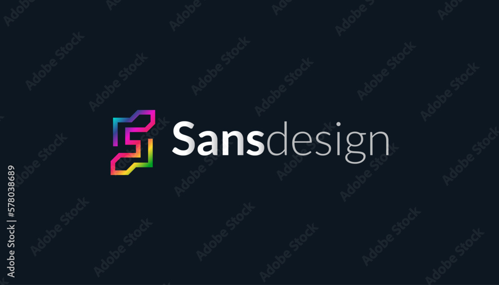 Abstract and Geometric Letter S Logo Design with Colorful Gradient Concept